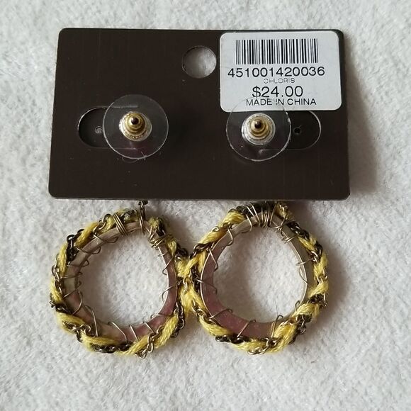 Chico's stud dangle earrings gold and yellow - Picture 4 of 6